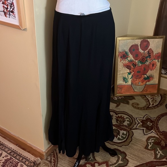 J JILL Size Medium Super Long MAXI SKIRT Trumpet Base Semi-Sheer Panels STRETCH - Picture 7 of 12